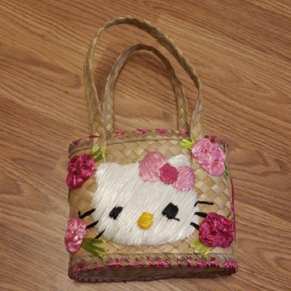 Women/'s Kids/' Hello Kitty Straw Handbag Purse